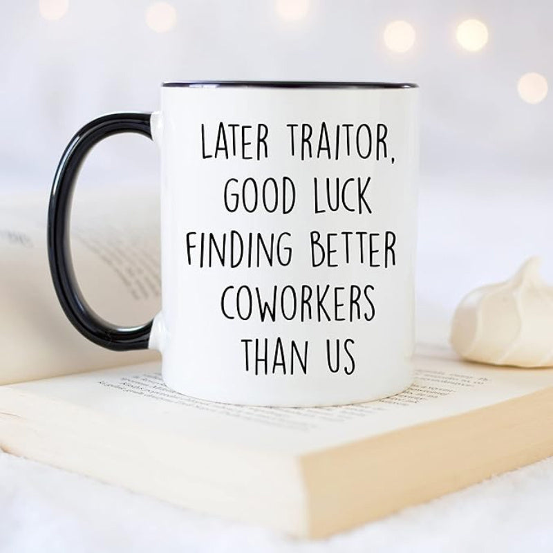 Tailorly Black Accent 11 oz Mug - good luck better coworkers farewell text