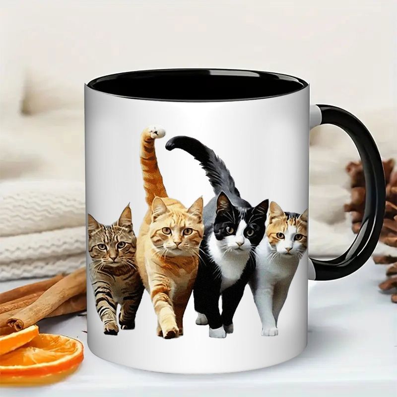 Tailorly Black Accent 11 oz Mug - adorable cats， cute kitten
