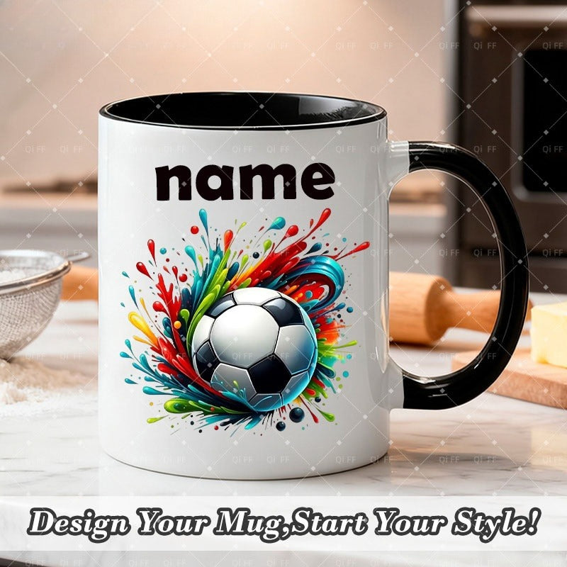 Tailorly Black Accent 11 oz Mug - personalized football with name text