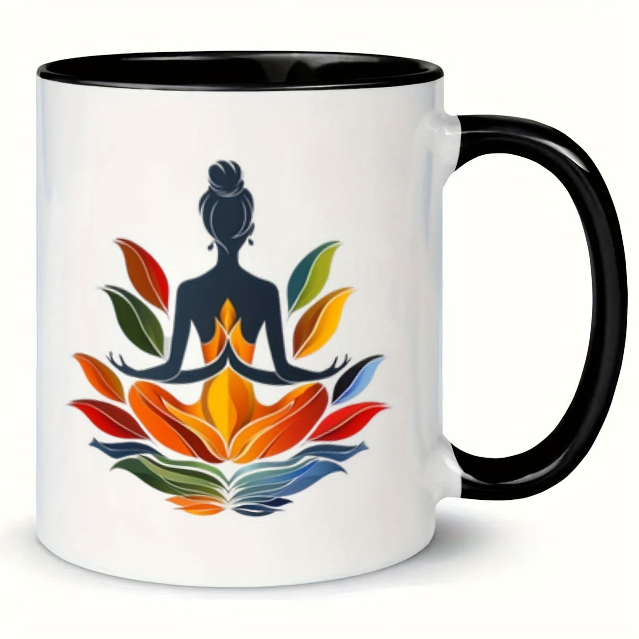 Tailorly Black Accent 11 oz Mug - lotus silhouette