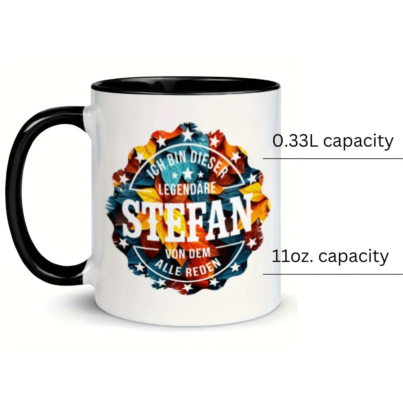 Tailorly Black Accent 11 oz Mug - text stars