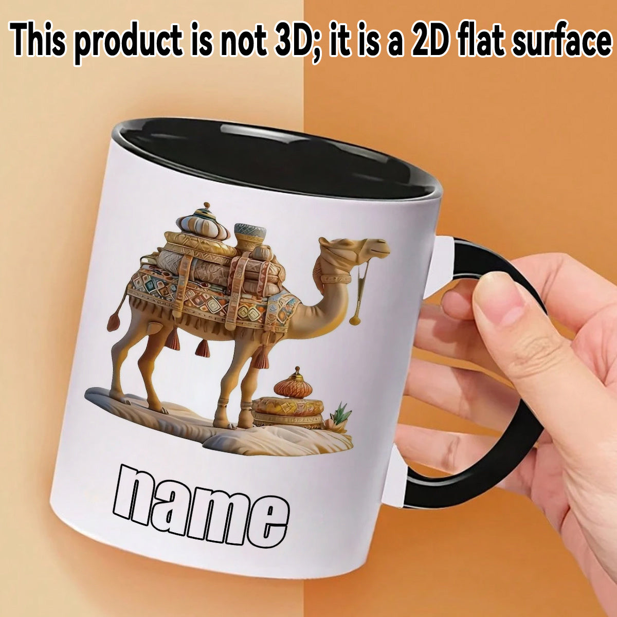 Tailorly Black Accent 11 oz Mug - customizable cartoon style camel
