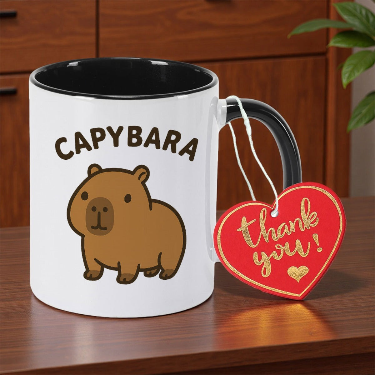 Tailorly Black Accent 11 oz Mug - capybara print