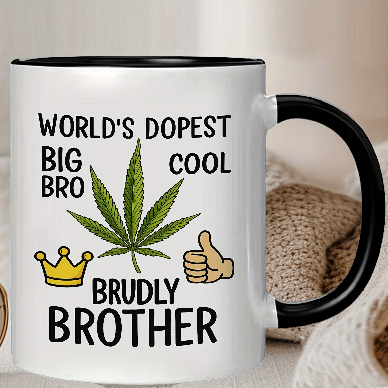 Tailorly Black Accent 11 oz Mug - vibrant marijuana leaf