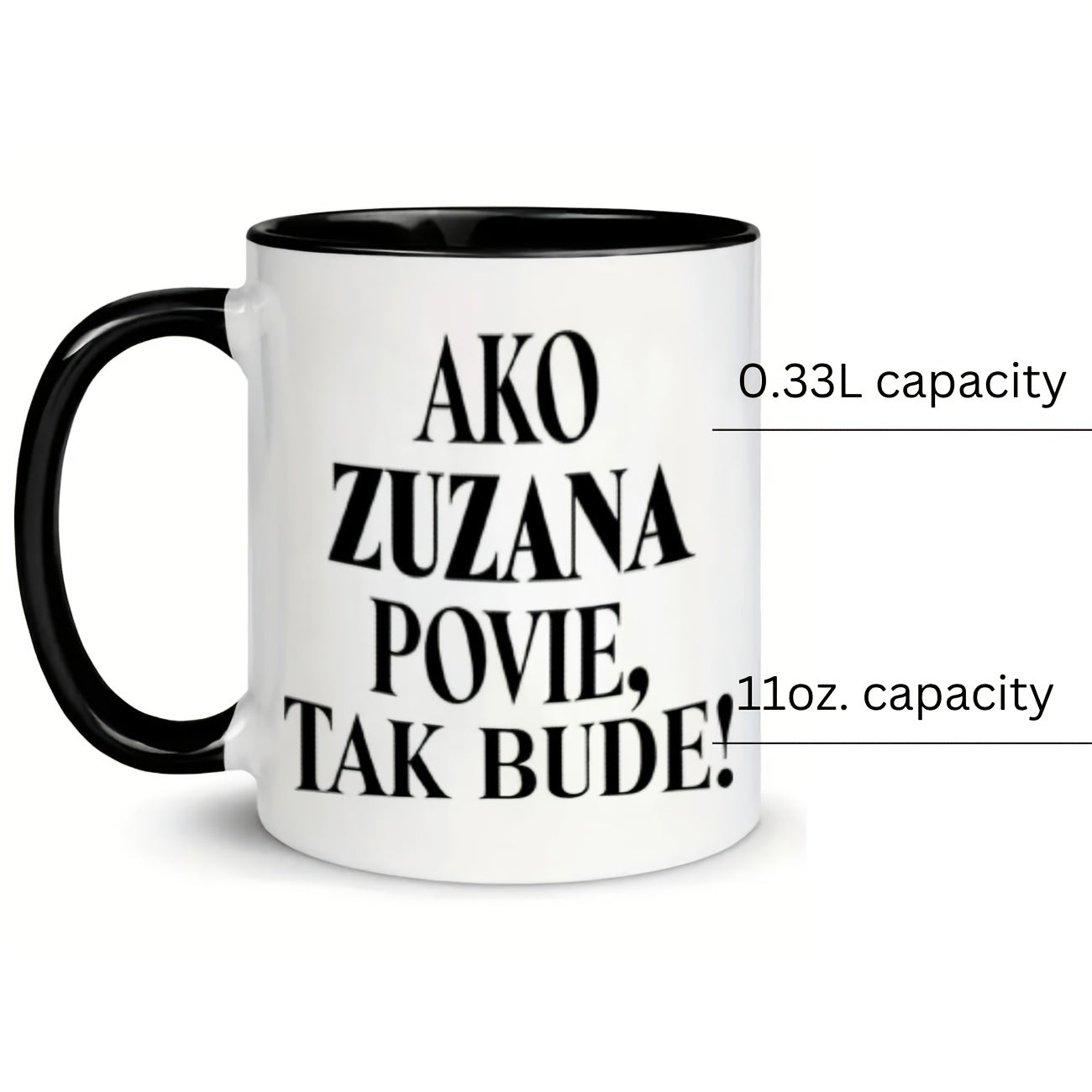 Tailorly Black Accent 11 oz Mug - words "zuzana"