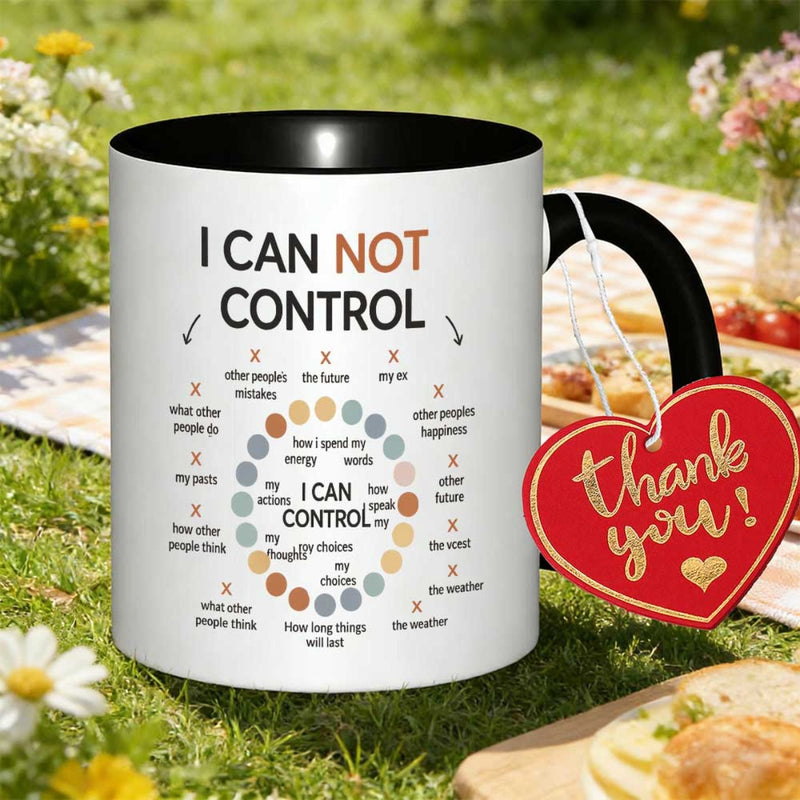 Tailorly Black Accent 11 oz Mug - uplifting message "i cant"