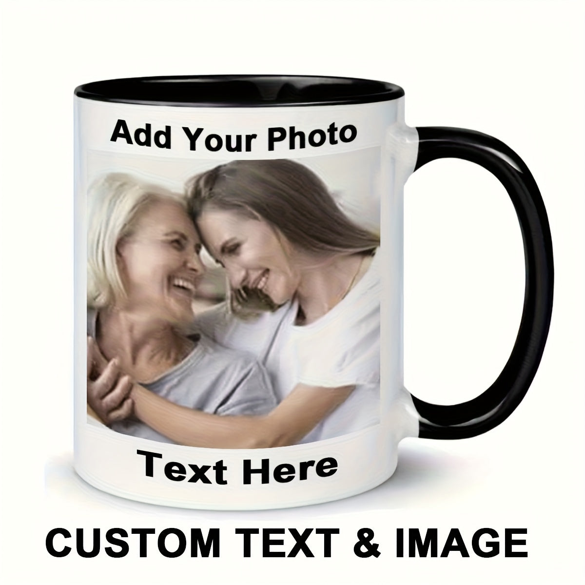 Tailorly Black Accent 11 oz Mug - photos text occasions like birthdays