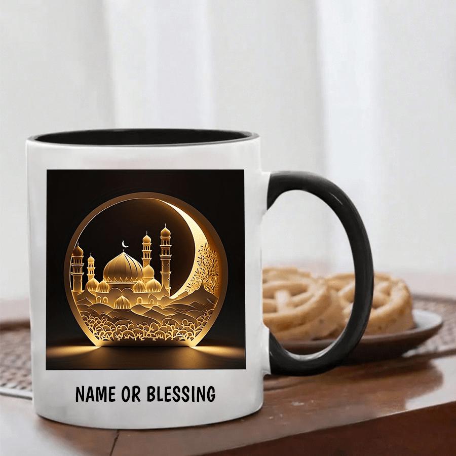 Tailorly Black Accent 11 oz Mug - muslim elements and mosque design