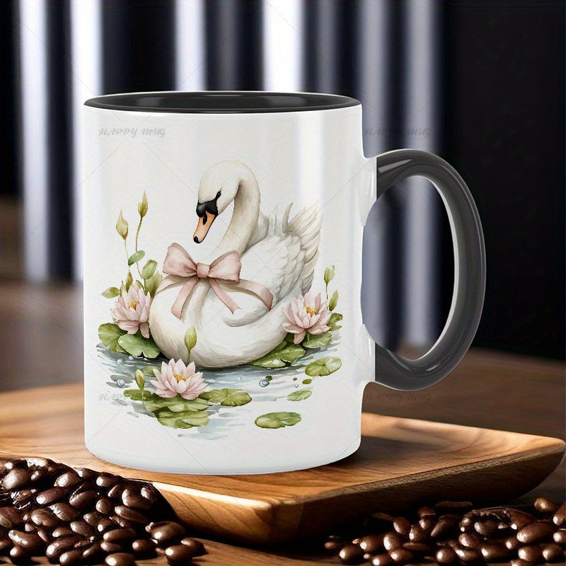 Tailorly Black Accent 11 oz Mug - elegant swan pink