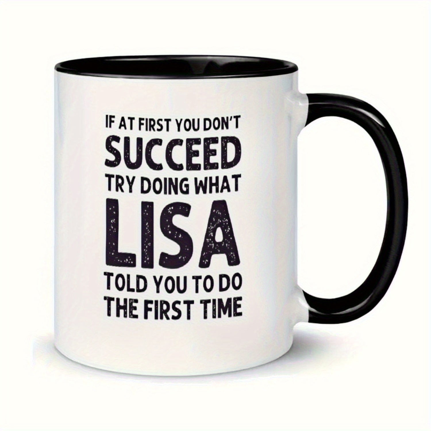 Tailorly Black Accent 11 oz Mug - funny "if failure can't" quote text