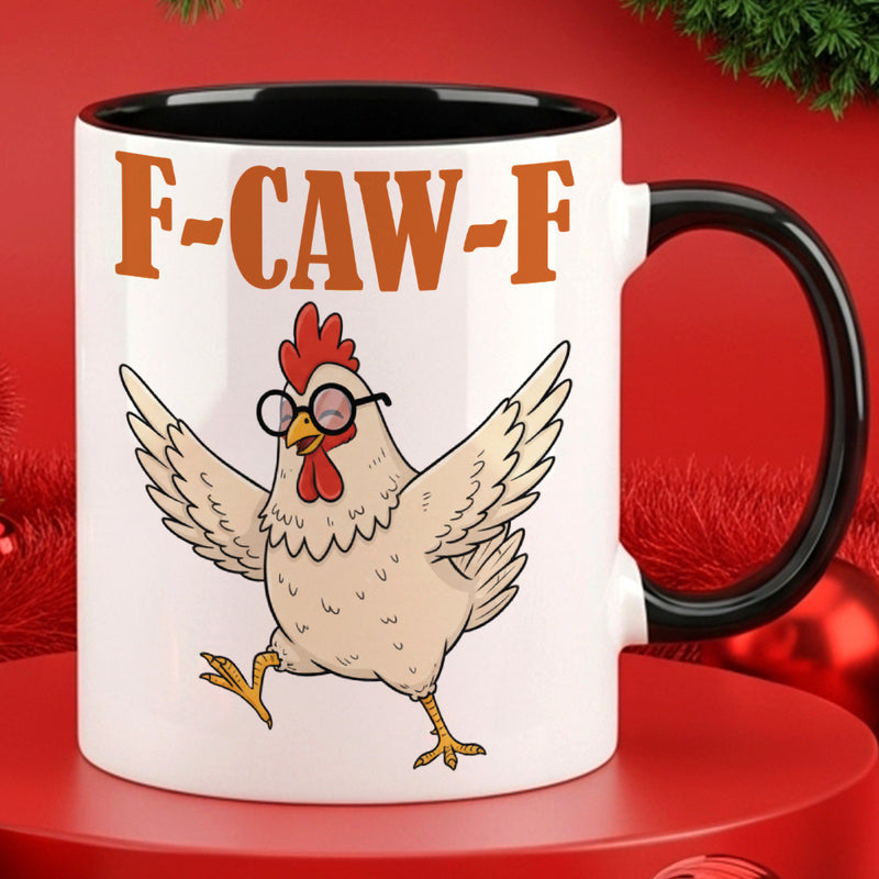 Tailorly Black Accent 11 oz Mug - funny dancing chicken with glasses