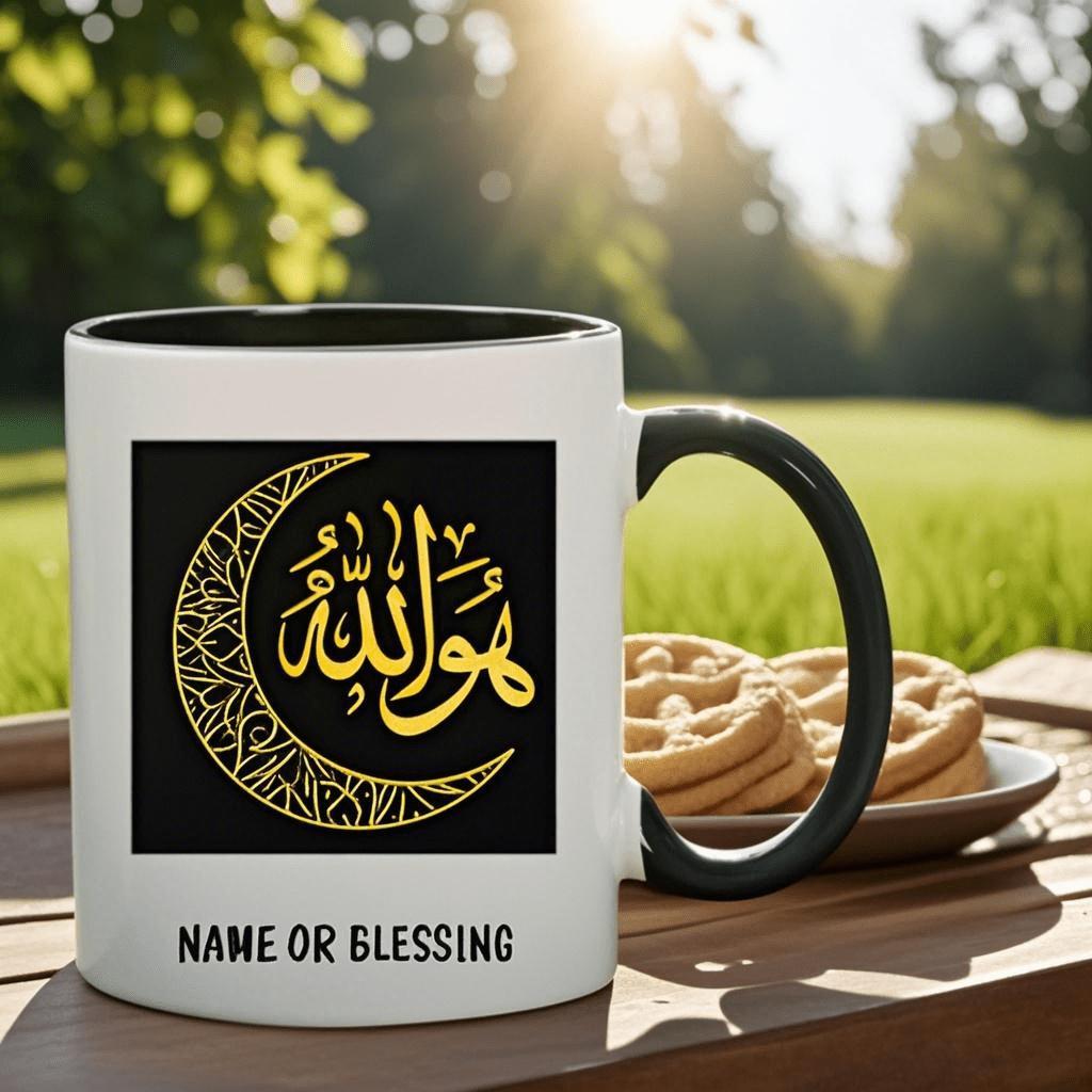 Tailorly Black Accent 11 oz Mug - golden arabic calligraphy custom name