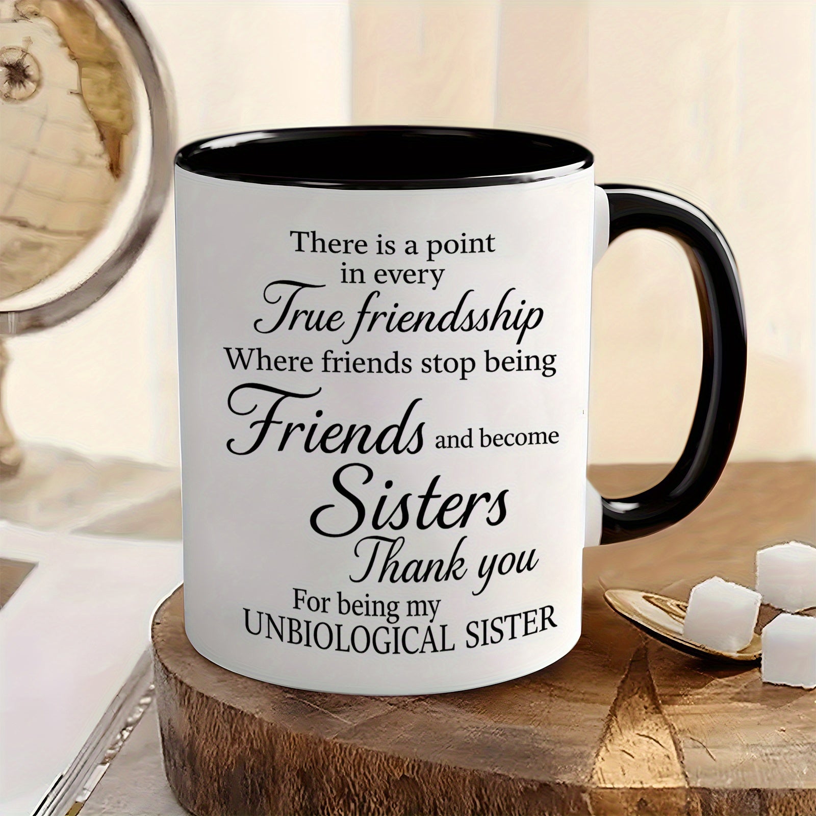 Tailorly Black Accent 11 oz Mug - friendship themed， appreciation quotes