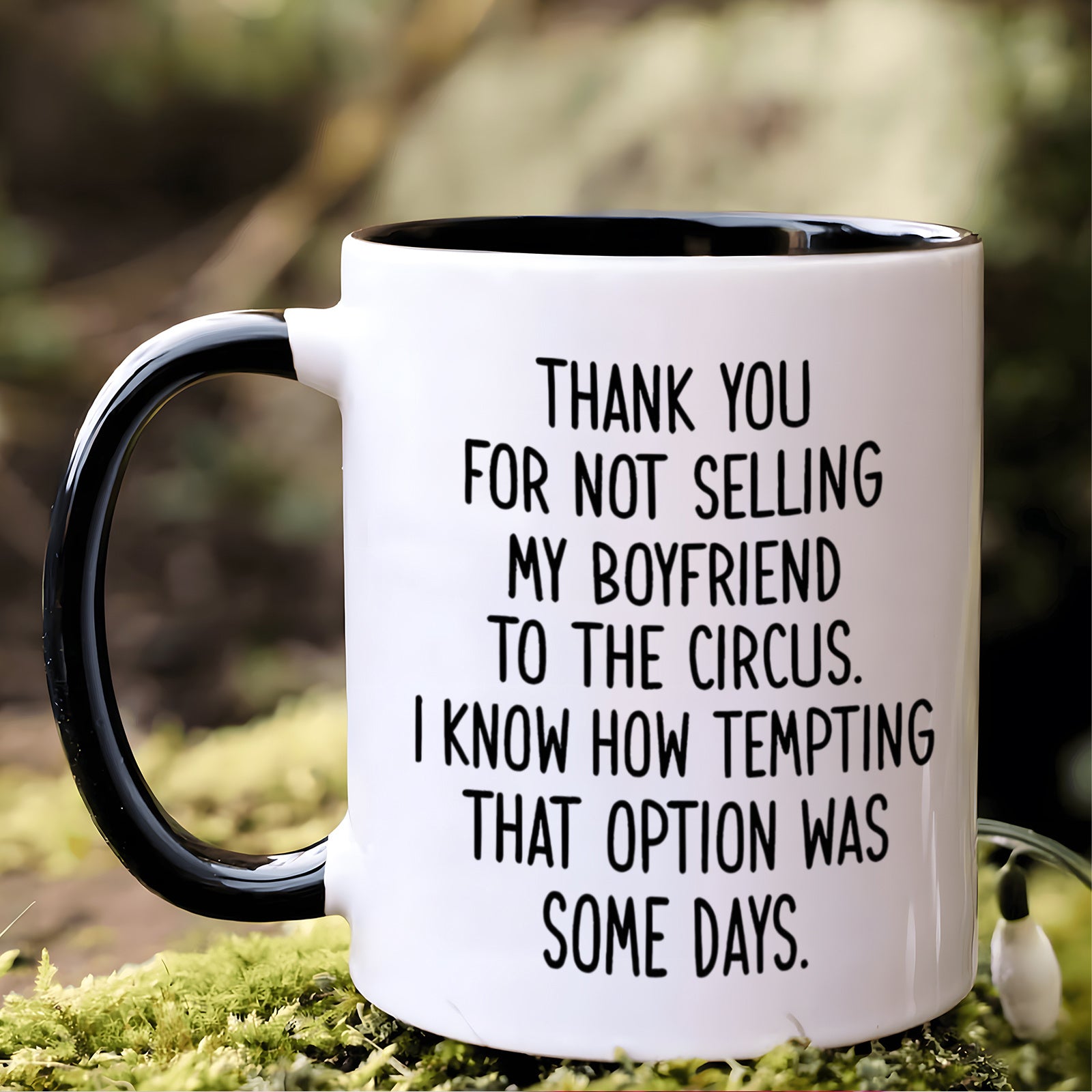 Tailorly Black Accent 11 oz Mug - funny quote sarcastic circus themed humorous relationship joke