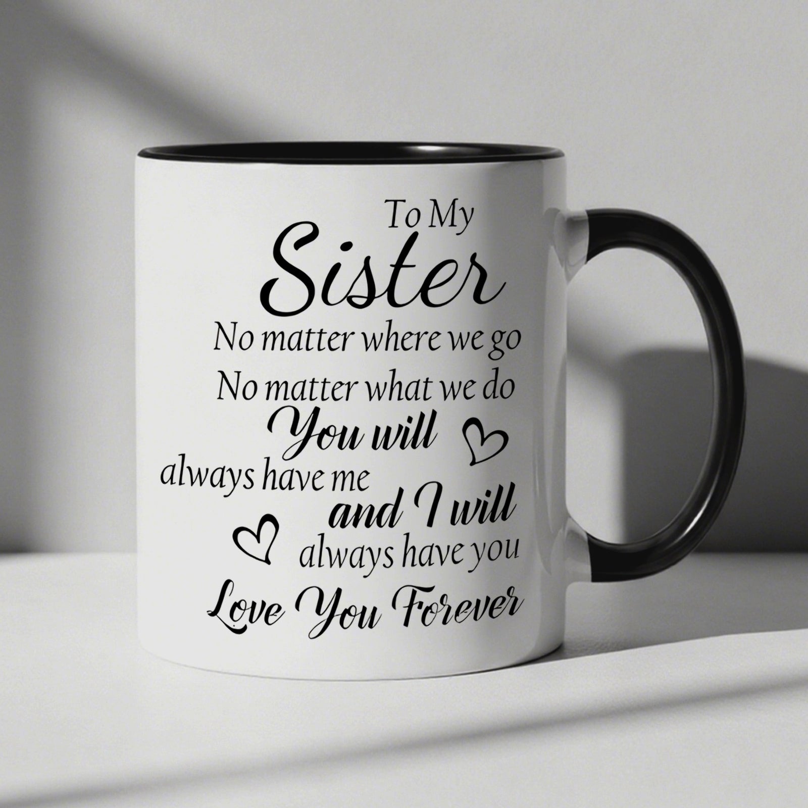 Tailorly Black Accent 11 oz Mug - message about suitable for everyday use