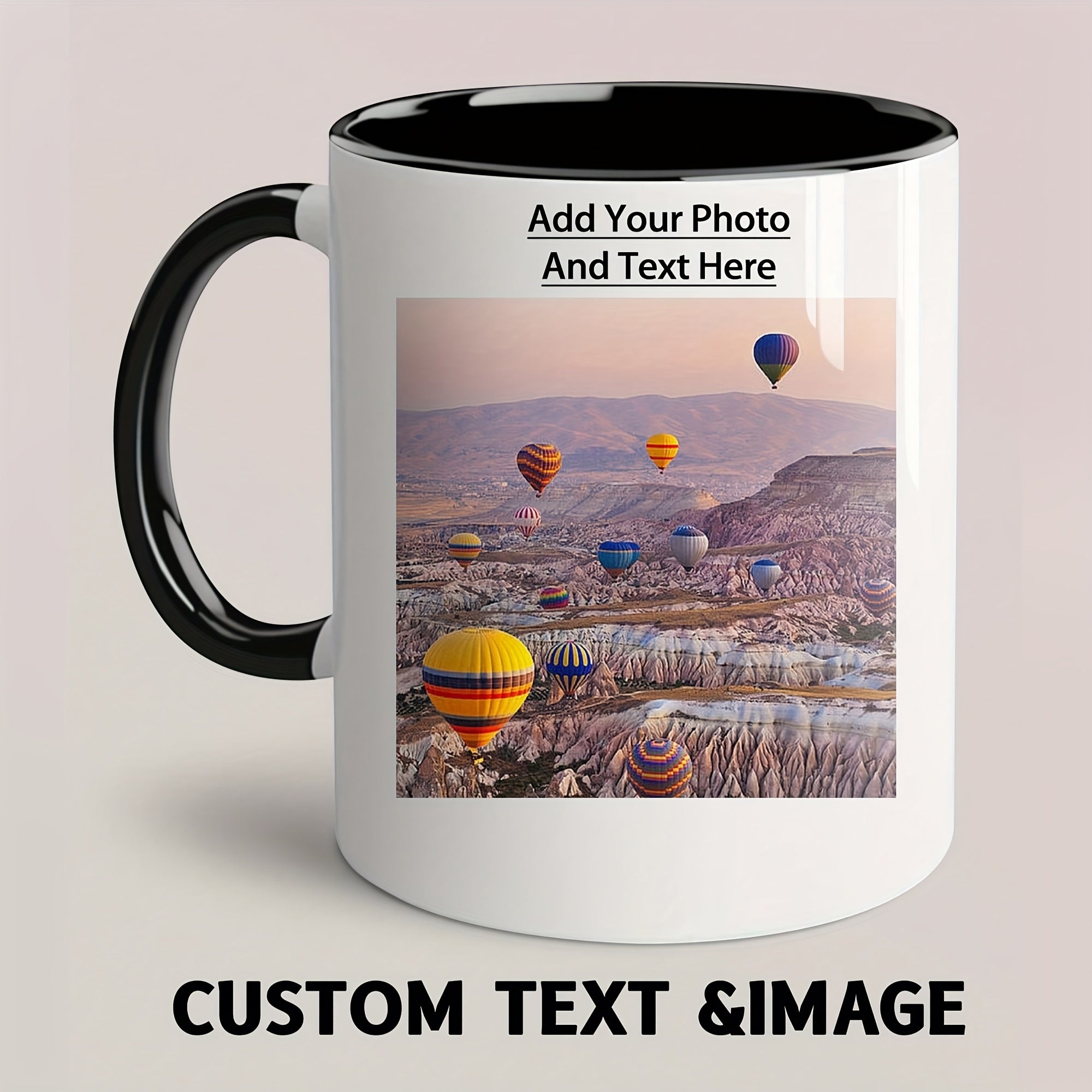 Tailorly Black Accent 11 oz Mug - custom photo text and logo