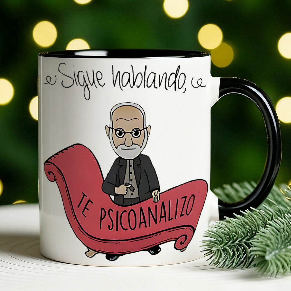 Tailorly Black Accent 11 oz Mug - humorous coffee mug themed around psychology enthusiasts vintage style