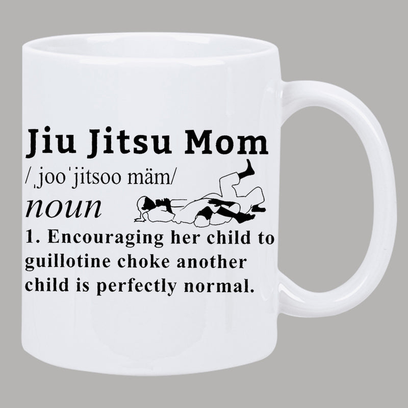 Tailorly White Ceramic 11 oz Mug - Jiu Jitsu Mom Two Figures Grappling In Professional Martial Arts Gear Martial Artist