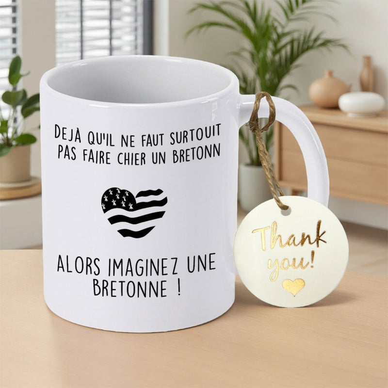 Tailorly White Ceramic 11 oz Mug - Thank You Minimalist Striped Pattern Contained Within A Smooth Rounded Cultural Symbolic Heart