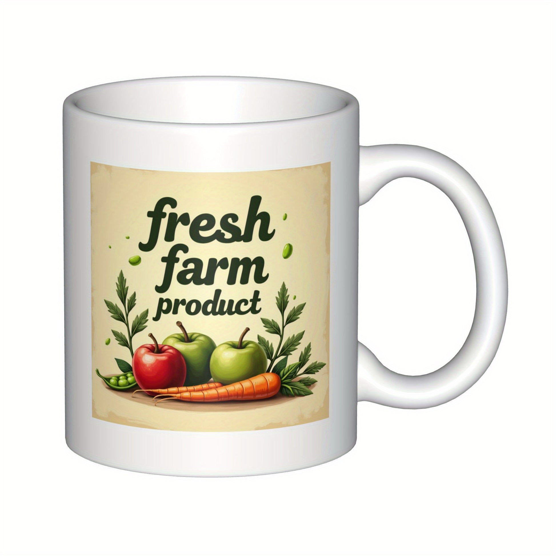 Tailorly White Ceramic 11 oz Mug - Fresh Farm Product Healthy Harvest Vegetables With Apples And Carrots On Vintage Background Produce