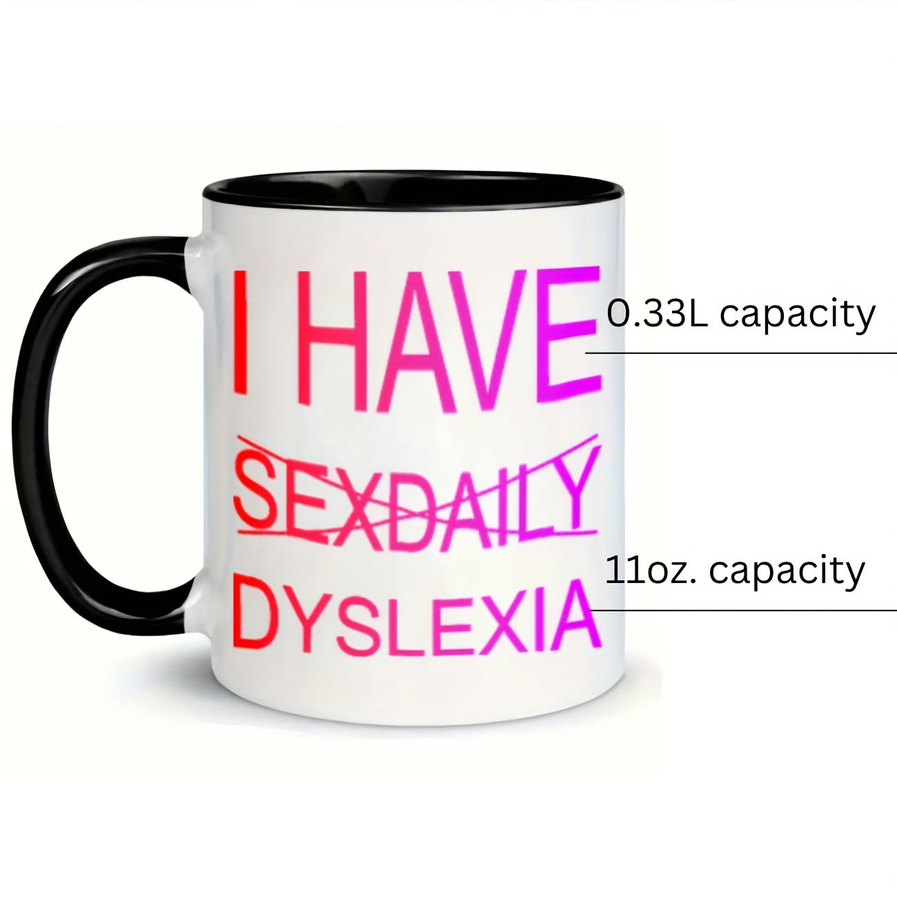 Tailorly Black Accent 11 oz Mug - words dyslexia