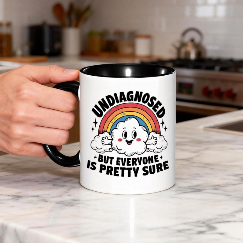 Tailorly Black Accent 11 oz Mug - funny undiagnosed but stars humorous quote