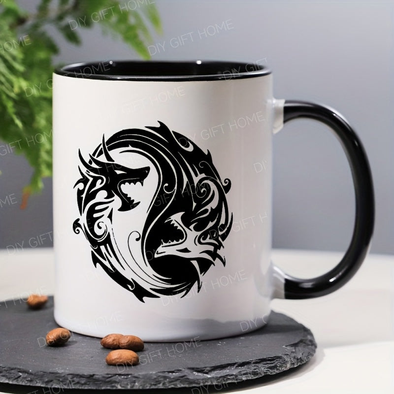 Tailorly Black Accent 11 oz Mug - dragon possessing magical powers good luck
