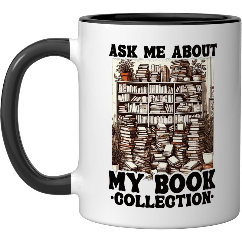 Tailorly Black Accent 11 oz Mug - book themed design， heart-shaped handle