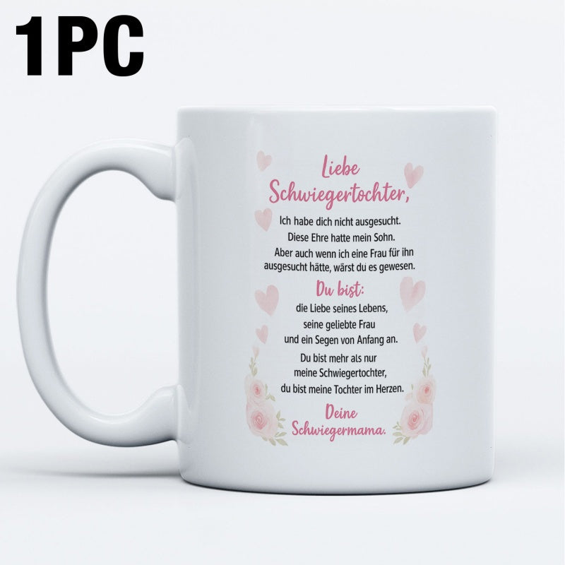 Tailorly White Ceramic 11 oz Mug - Soft Pink Watercolor Hearts With Elegant Floral Accents On