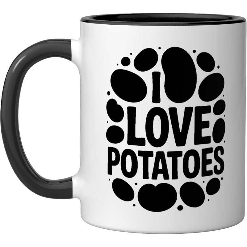 Tailorly Black Accent 11 oz Mug - black and white humorous potato illustration