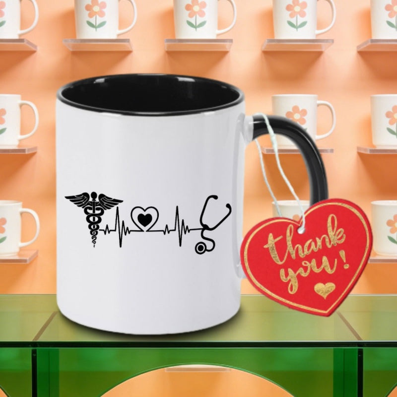 Tailorly Black Accent 11 oz Mug - heartbeat and logo