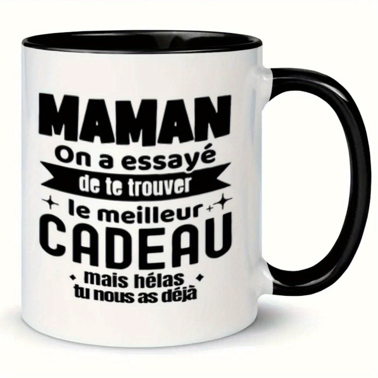 Tailorly Black Accent 11 oz Mug - french humorous text for mom