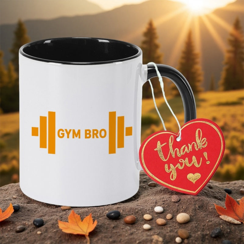 Tailorly Black Accent 11 oz Mug - cartoon weightlifting design