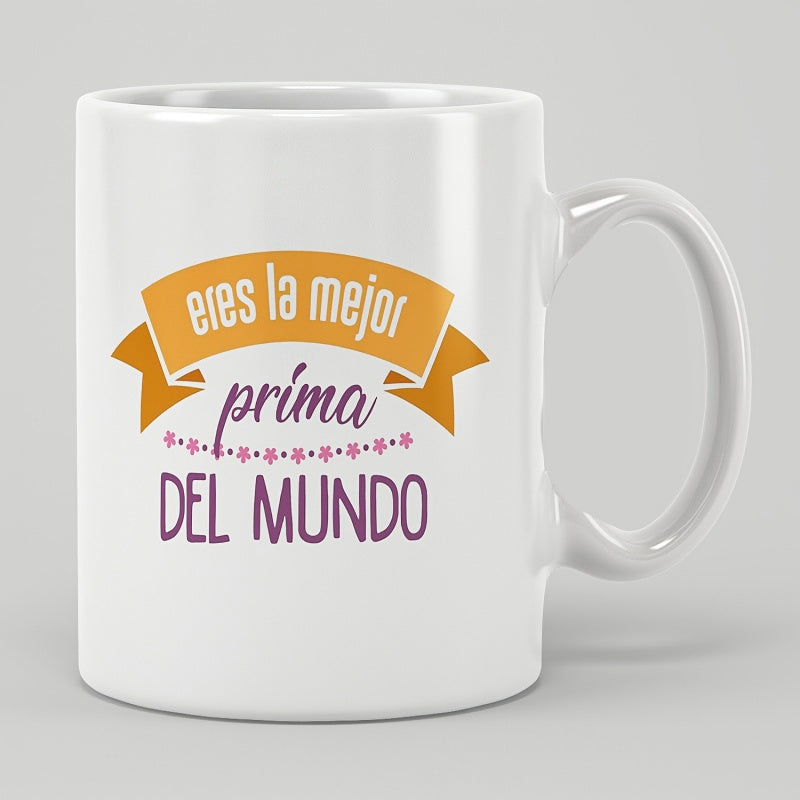 Tailorly White Ceramic 11 oz Mug - Elegant Orange Ribbon Banner Above Delicate Small Stars And Cursive Lettering Mug