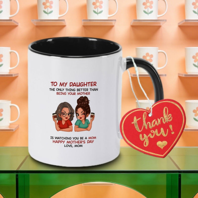 Tailorly Black Accent 11 oz Mug - mother daughter themed logo