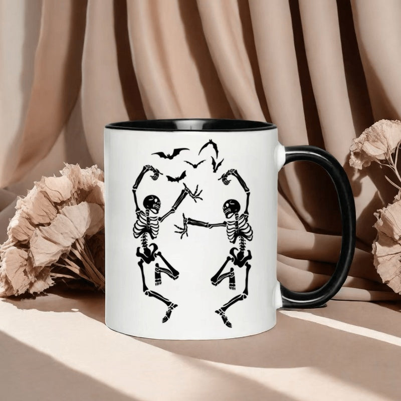 Tailorly Black Accent 11 oz Mug - halloween skull theme
