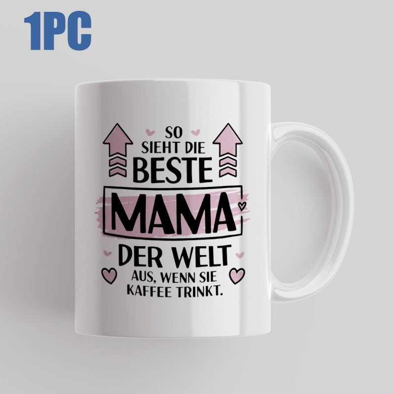 Tailorly White Ceramic 11 oz Mug - Simple Ceramic Vessel With Pink Hearts And Uplifting Decorative Arrow Accents Mug