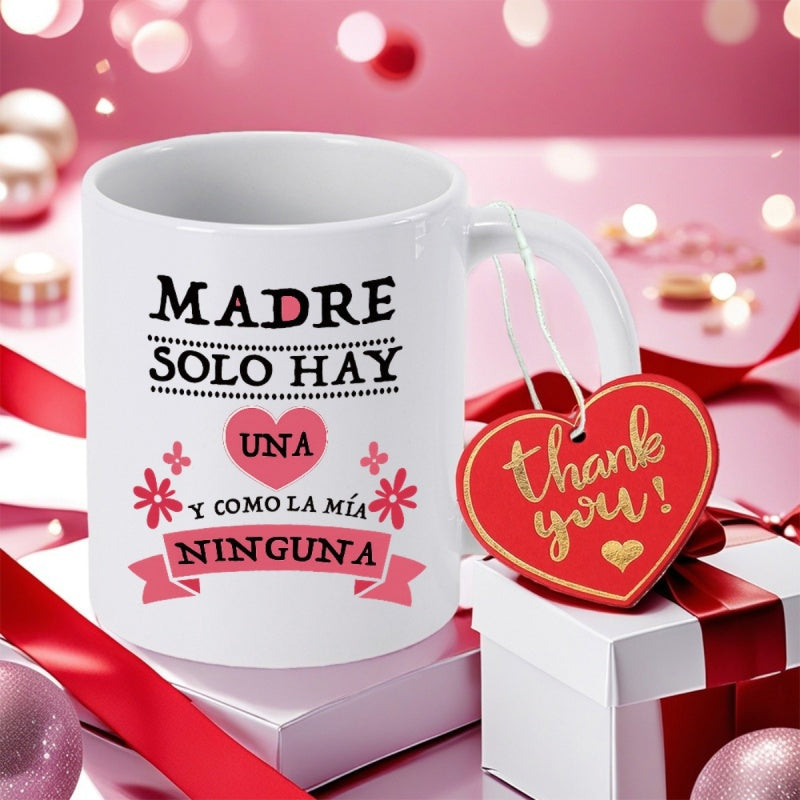 Tailorly White Ceramic 11 oz Mug - Thank You Elegant White Ceramic Cup Featuring Spanish Motherhood Quote With Heart Mug