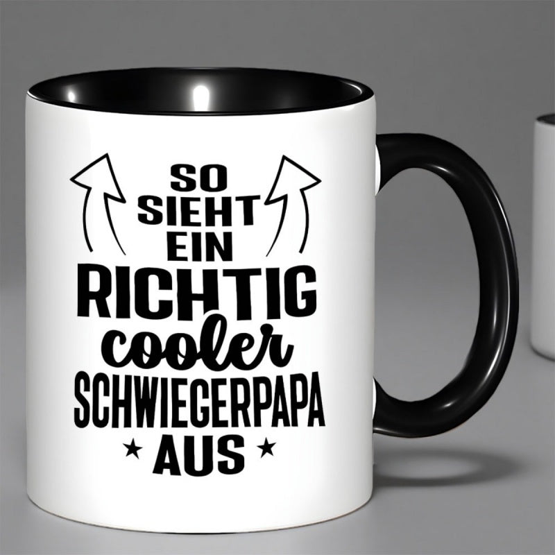 Tailorly Black Accent 11 oz Mug - funny text "cool fatherinlaw"
