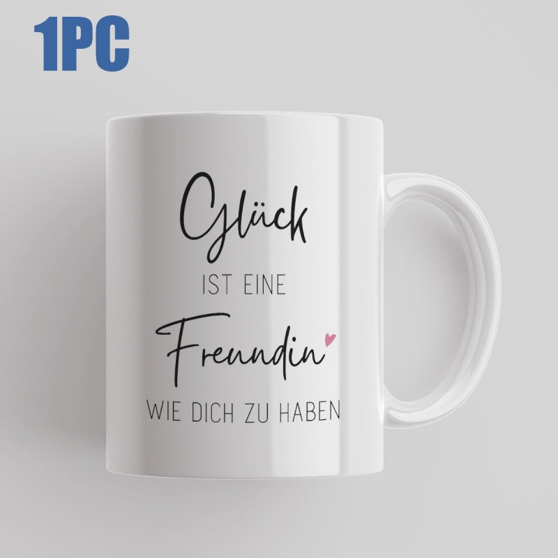 Tailorly White Ceramic 11 oz Mug - Minimalist White Ceramic Vessel Featuring Elegant Script Calligraphy And Heart Mug