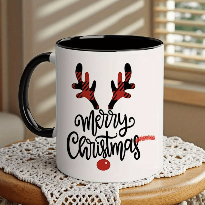 Tailorly Black Accent 11 oz Mug - christmas elk