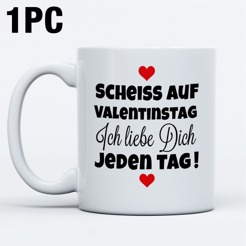 Tailorly White Ceramic 11 oz Mug - Minimalist White Ceramic Coffee Vessel Featuring Simple Tiny Red Hearts Mug