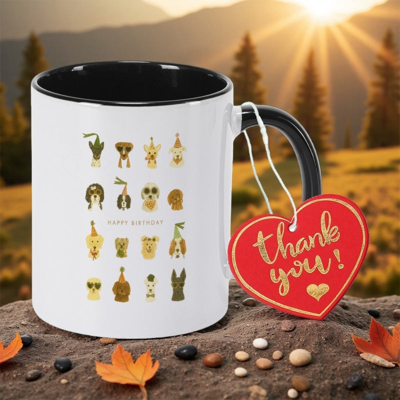 Tailorly Black Accent 11 oz Mug - dog illustration