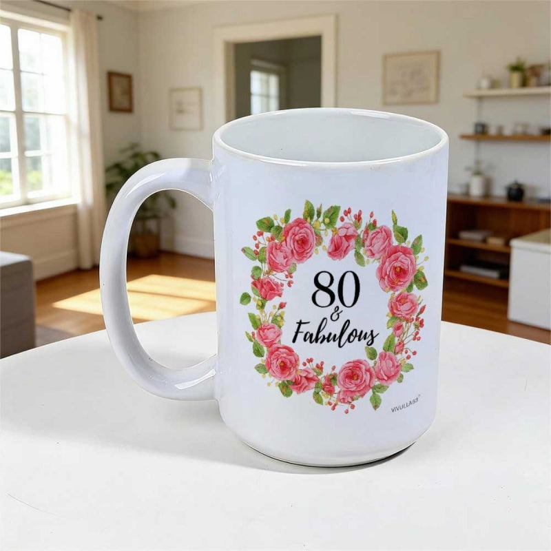 Tailorly White Ceramic 11 oz Mug - 80 Fabulous Elegant Pink Roses Arranged In A Circular Decorative Floral Wreath