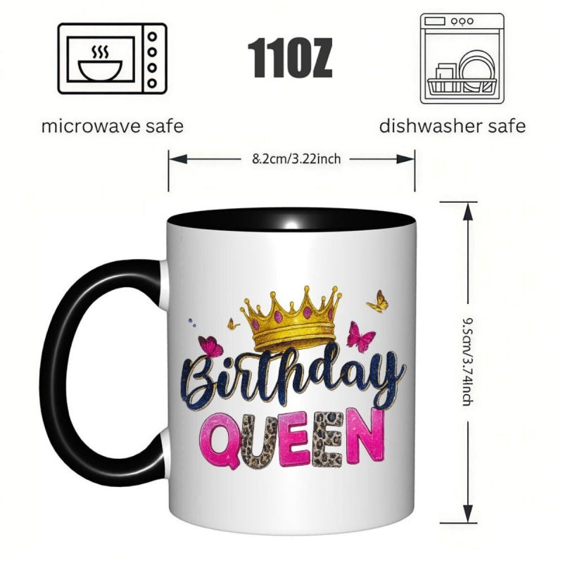 Tailorly Black Accent 11 oz Mug - birthday queen text