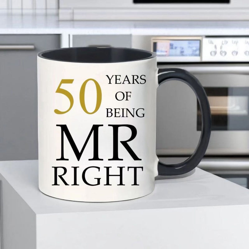 Tailorly Black Accent 11 oz Mug - golden 50th wedding anniversary