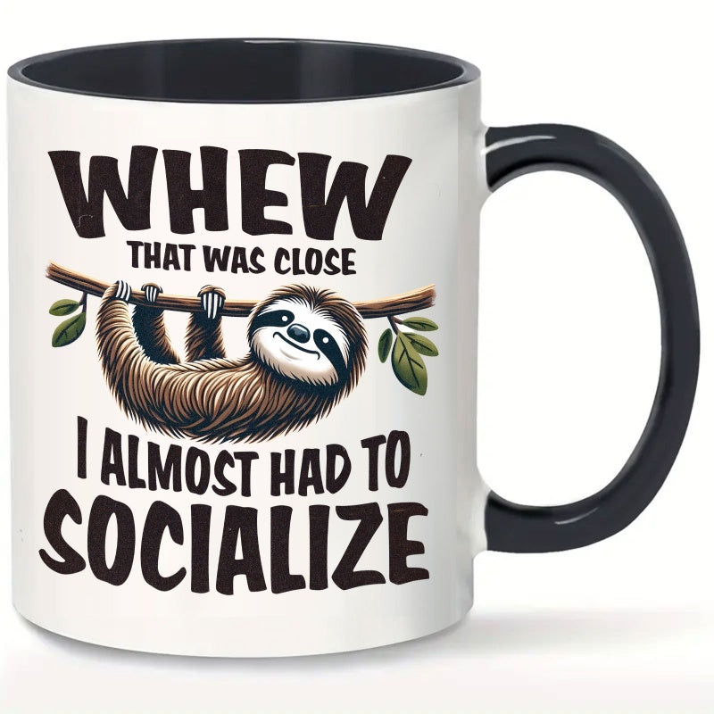 Tailorly Black Accent 11 oz Mug - funny sloth design