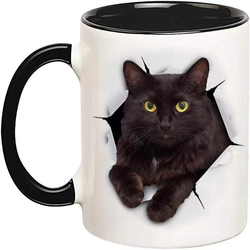 Tailorly Black Accent 11 oz Mug - black cat pattern