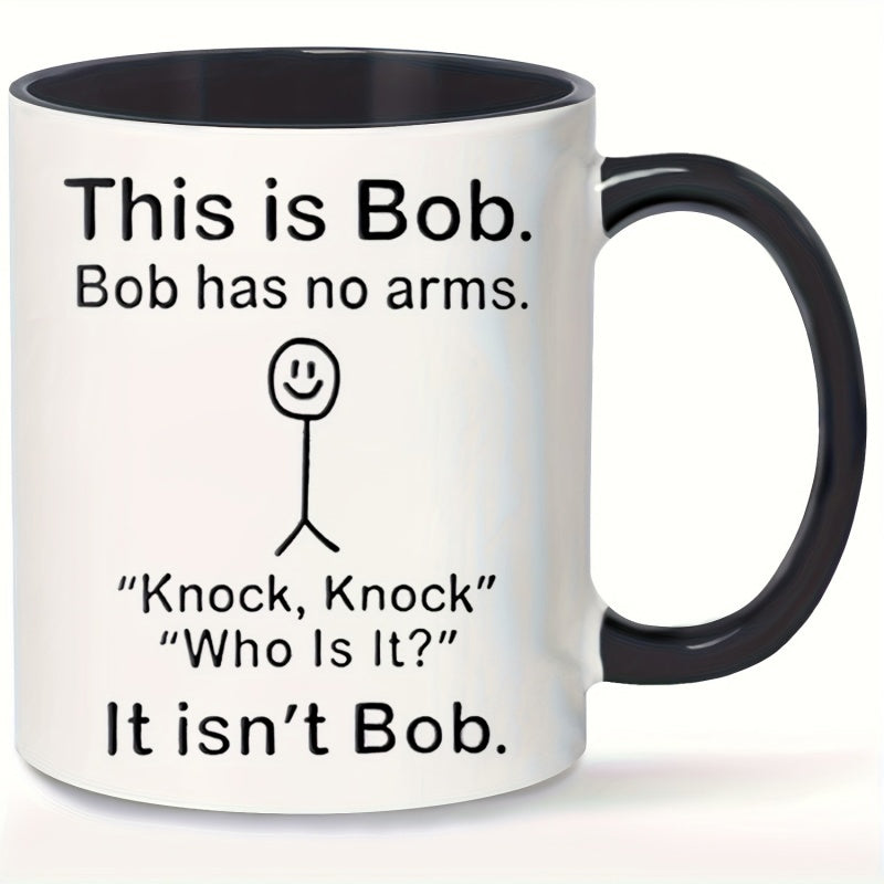 Tailorly Black Accent 11 oz Mug - bob humorous coffee mug ceramic cups for beverages suitable for birthday presents holiday surprises new year