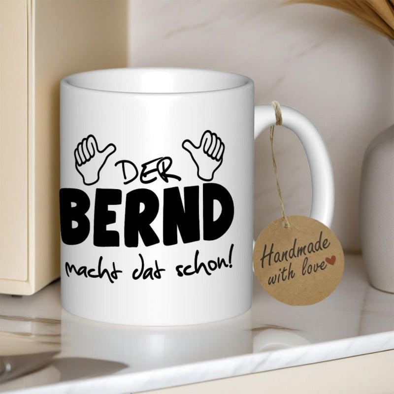 Tailorly White Ceramic 11 oz Mug - Handmade With Love Minimalist Thumbs Up Icons On A Clean Ceramic Surface Coffee Mug